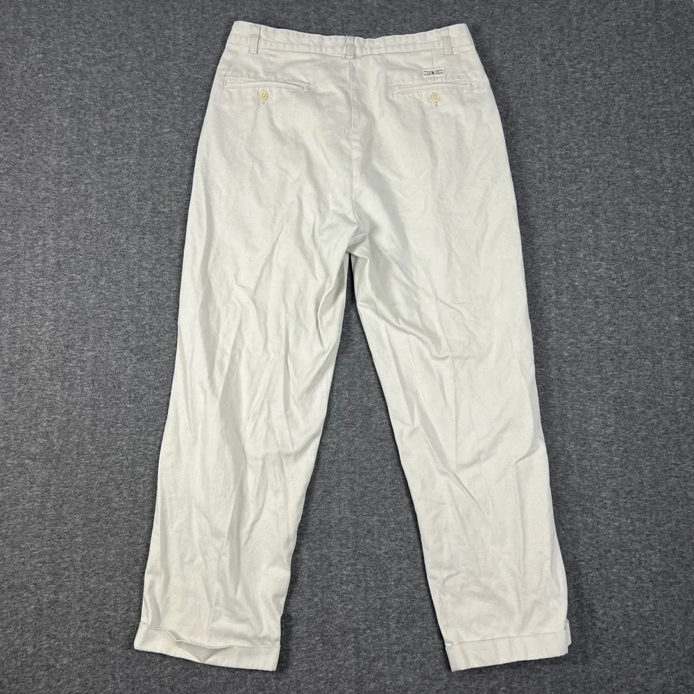 Vintage Polo Ralph Lauren Hammond Pants Mens 33x30 (Actual 32x29) Cream Pleated